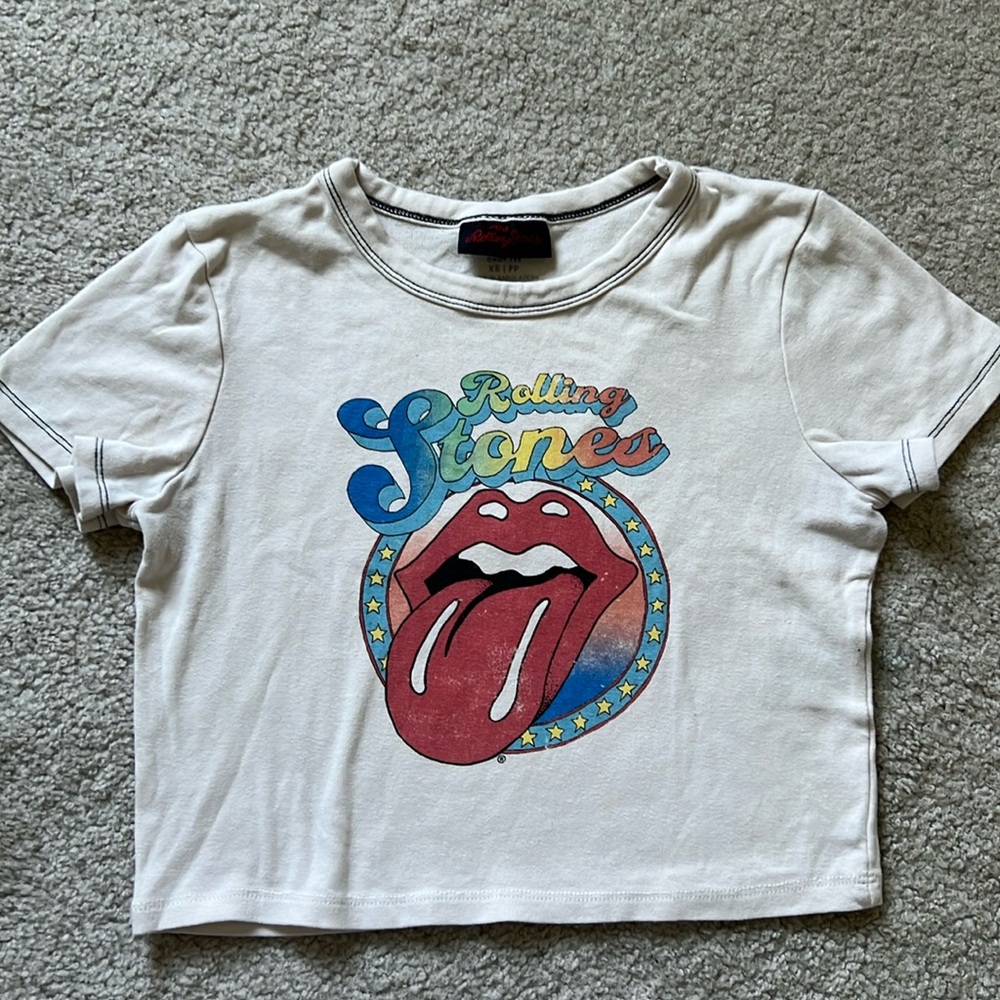 Contrast Stitch Rolling Stones Baby Tee